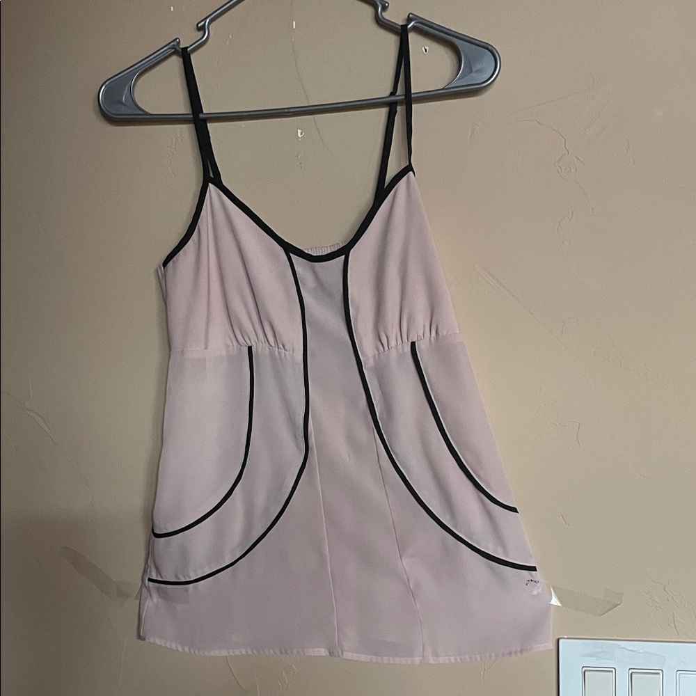 LC Lauren Conrad Blush Pink Cottage Core Camisole with Black Trim